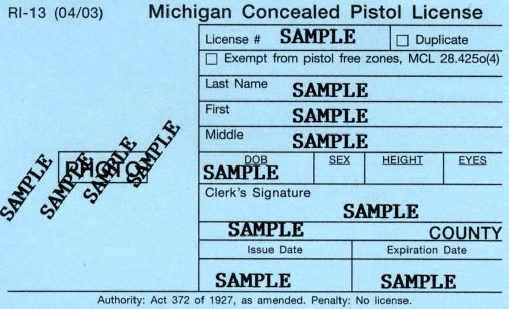 Michigan concealed pistol license